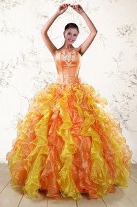 Puffy Luxurious Quinceanera Dress With Appliques And Ruffles