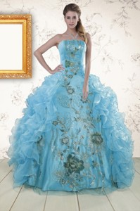 New Style Embroidery Quinceanera Dress In Baby Blue