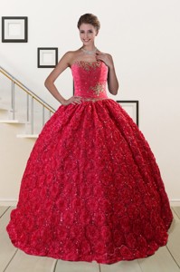 Customize Rolling Flower Beading Quinceanera Dress In Coral Red