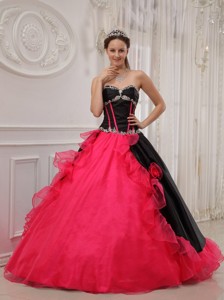Beautiful Ball Gown Sweetheart Floor-length Satin and Organza Appliques Quinceanera Dress