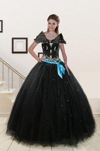 Most Popular Appliques And Beading Quinceanera Dress In Black