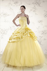 Cheap Yellow Sweetheart Ball Gown Quinceanera Dress