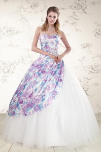 Unique Puffy Multi-color Quinceanera Dress With Beading