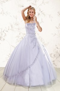 Brand New Strapless Lavender Quinceanera Dress With Appliques