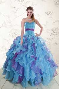 New Style Multi Color Quinceanera Dress With Beading And Ruffles