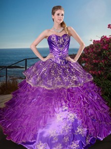 New Arrivals Applique and Ruffled Layers Quinceanera Gown in Organza and Taffeta