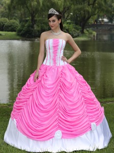 Custom Made Quinceanera Dress With Strapless Ball Gown Hot Pink and Pick-ups