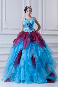 Discount Ball Gown Strapless Beading Ruffles And Appliques Multi-color Quinceanera Dress