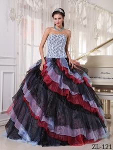 Multi-color Ball Gown Strapless Floor-length Appliques With Beading Quinceanera Dress