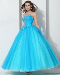 Beading Baby Blue Quinceanera Dress With Bowknot
