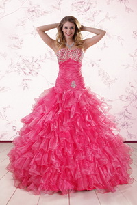 Top Seller Sweetheart Hot Pink Quinceanera Dress With Ruffles