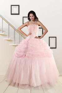 Pretty Strapless Quinceanera Dress With Beading And Pick Ups
