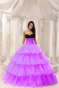 Fuchsia Sweetheart Beaded and Layers Ball Gown Quinceanera Dress Taffeta and Organza