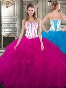 Exquisite Really Puffy Tulle Quinceanera Gown with Beading and Ruffles