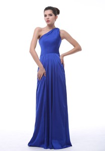 Royal Blue One Shoulder Taffeta Floor-length Bridesmaid Dress