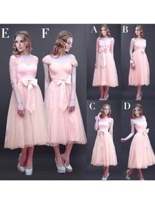 Gorgeous Off the Shoulder Cap Sleeves Bridesmaid Dress with Bowknot