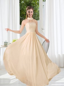 Halter Empire Classical Bridesmaid Dress With Lace