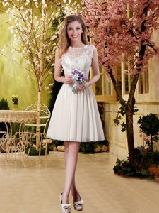 Perfect A Line Champagne Bridesmaid Dress With Lace