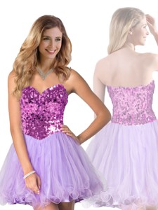 New Arrival Short Lavender Dama Dress with Sequins