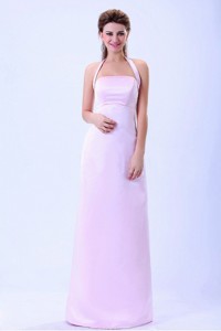 Halter Column Baby Pink Bridemaid Dress Satin