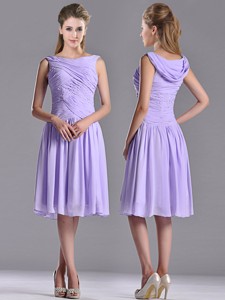 Lovely Empire Chiffon Lavender Dama Dress With Beading And Ruching