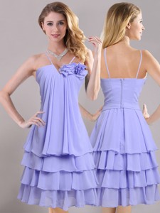 Hot Sale Ruffled Layers And Handcrafted Flower Dama Dress In Lavender