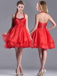 Modern Beaded Decorated Top And Halter Top Dama Dress In Organza