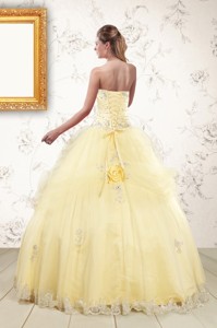 Cute Beading Light Yellow Quinceanera Dress