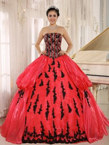 Red New Arrival Strapkess Embroidery Decorate For Quinceanera Dress