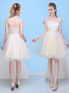 Inexpensive A Line Sweetheart Bowknot Dama Dress In Champagne