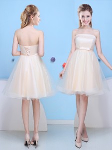 Lovely A Line Strapless Bowknot Dama Dress In Mini Length