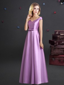 Popular Off The Shoulder Elastic Woven Satin Lilac Dama Dress