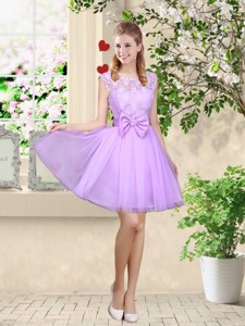 Decent Bateau A Line Dama Dress With Lace And Bowknot