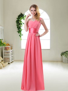 Cheap Watermelon Red Dama Dress With One Shoulder