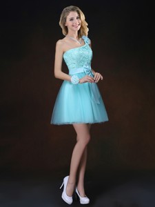 Perfect Bowknot Appliques Dama Dress With One Shoulder