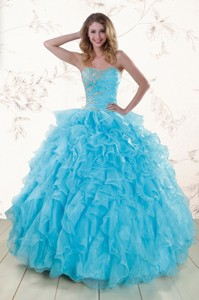 Baby Blue Prefect Beading And Ruffles Quinceanera Dress