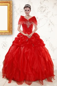 Most Popular Sweetheart Beading Quinceanera Dress In Red