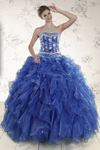 Beautiful Beading And Ruffles Quinceanera Dress In Royal Blue
