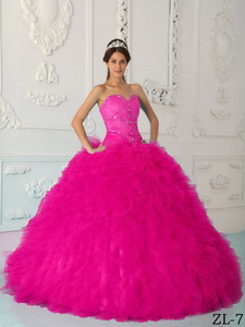 Coral Red Ball Gown Sweetheart Floor-length Satin and Organza Beading Quinceanera Dress