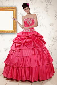 The Super Hot Appliques Sweet 16 Dress In Coral Red