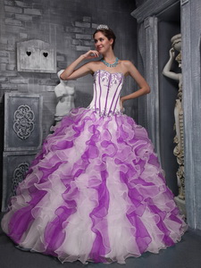 Sweet Ball Gown Sweetheart Taffeta and Organza Appliques Colorful Quinceanera Dress
