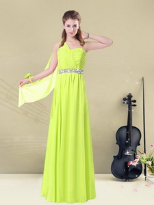 Lovely One Shoulder Belt Quinceanera Court Dress In Yellow Green