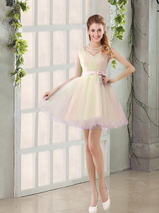 Fall V Neck Strapless Quinceanera Court Dress With Bowknot