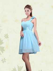 A Line Ruching Chiffon Quinceanera Court Dress With One Shoulder