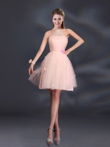 Tulle Appliques Mini Length Quinceanera Court Dress With Halter