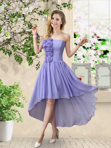 Pretty Strapless Chiffon Quinceanera Court Dress With High Low