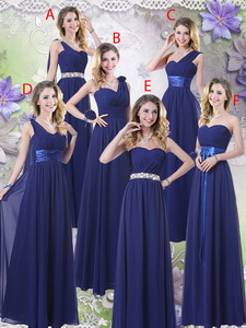 New Style Empire Floor Length Quinceanera Court Dress In Navy Blue