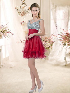 Wonderful Straps Sequins And Ruching Quinceanera Court Dress In Wine Red
