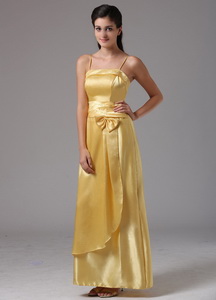Yellow Column Spagetti Straps Middletown Connecticut Dama Dress With Bow