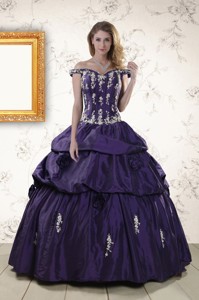 Latest Off The Shoulder Appliques Quinceanera Dress In Purple